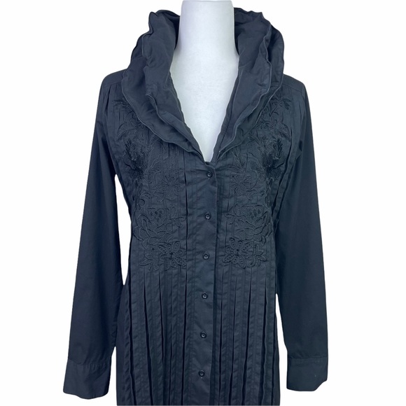 Soft Surroundings Dresses & Skirts - Black on Black Embroidered,Pleated Duster - Soft Surroundings